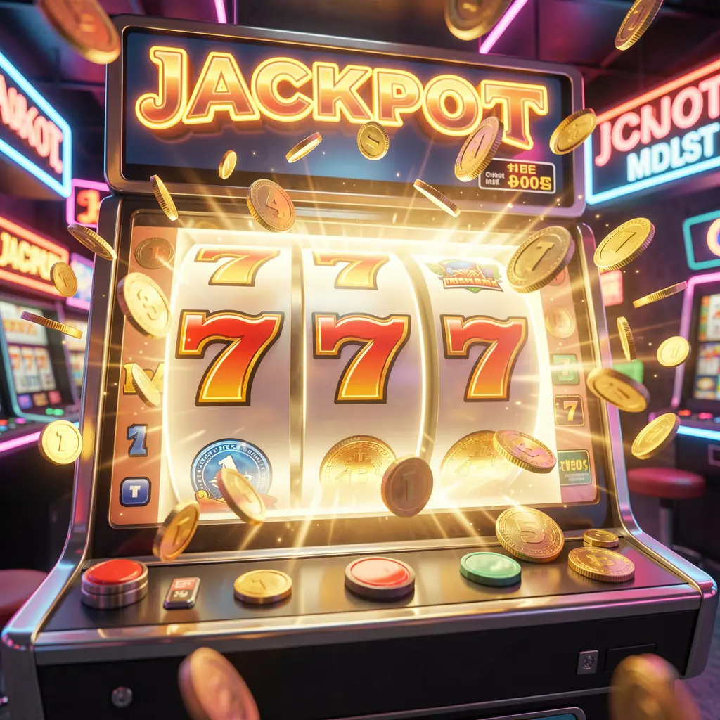 Close up view of a premium slot machine showing triple sevens with dynamic coin effects highlighting the thrilling jackpot style gameplay available at A880 casino in Bangladesh